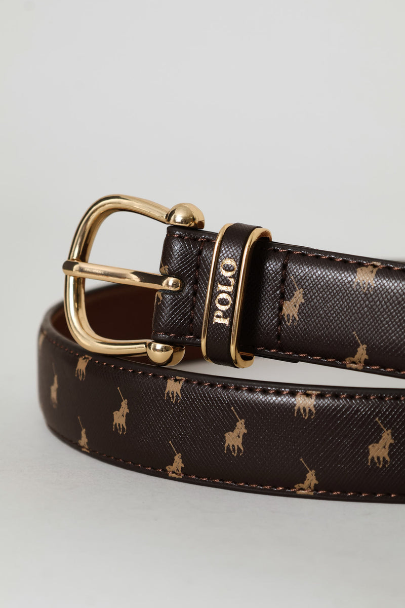 Ava Pony 3cm Leather Belt - Brown