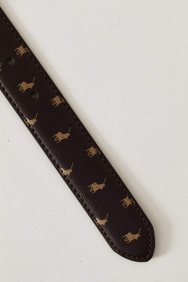 Ava Pony 3cm Leather Belt - Brown