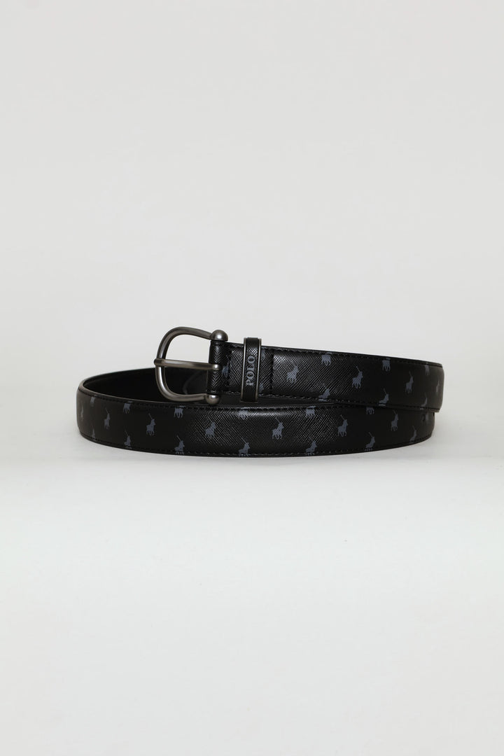 Ava Pony 3cm Leather Belt - Black