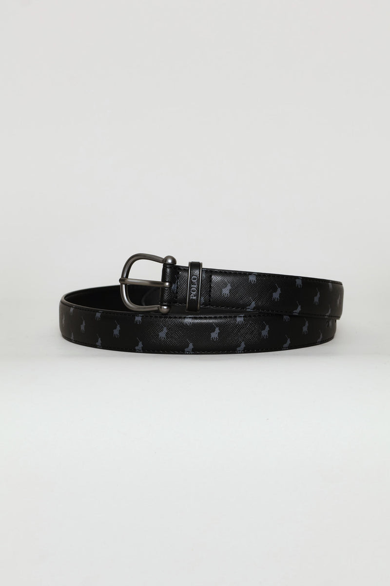 Ava Pony 3cm Leather Belt - Black