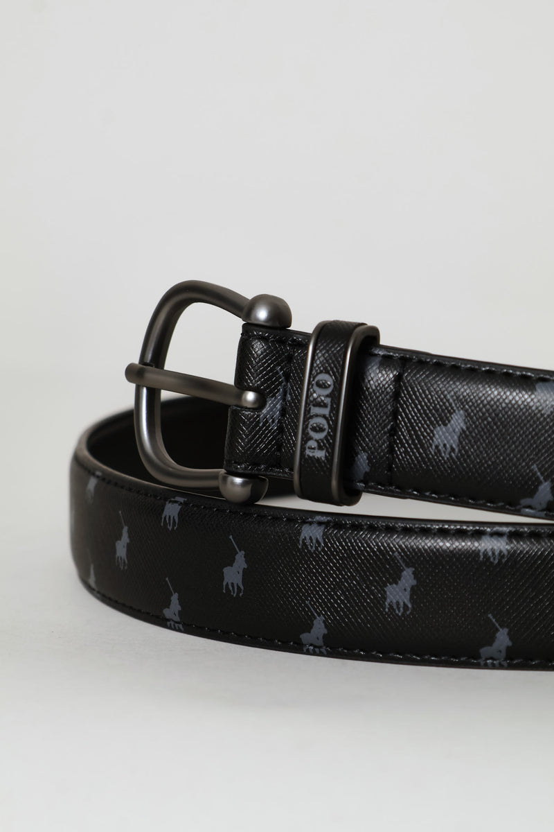 Ava Pony 3cm Leather Belt - Black