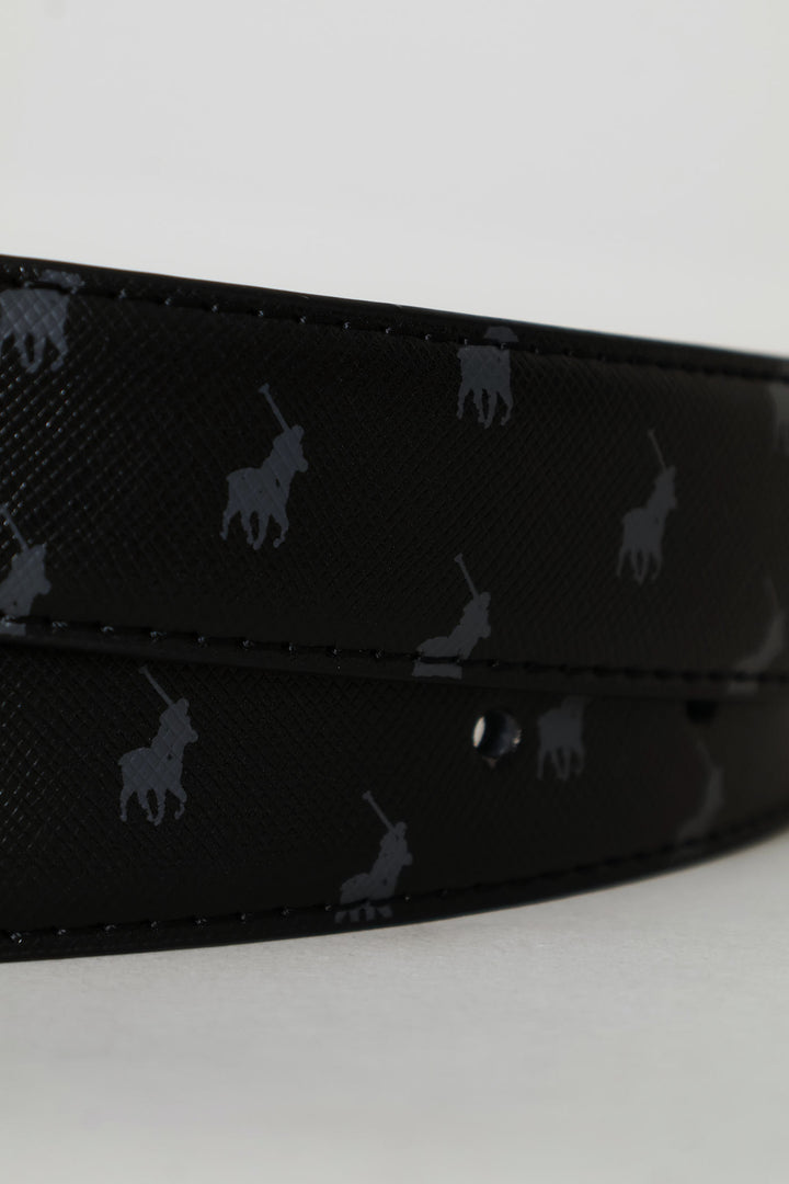 Ava Pony 3cm Leather Belt - Black
