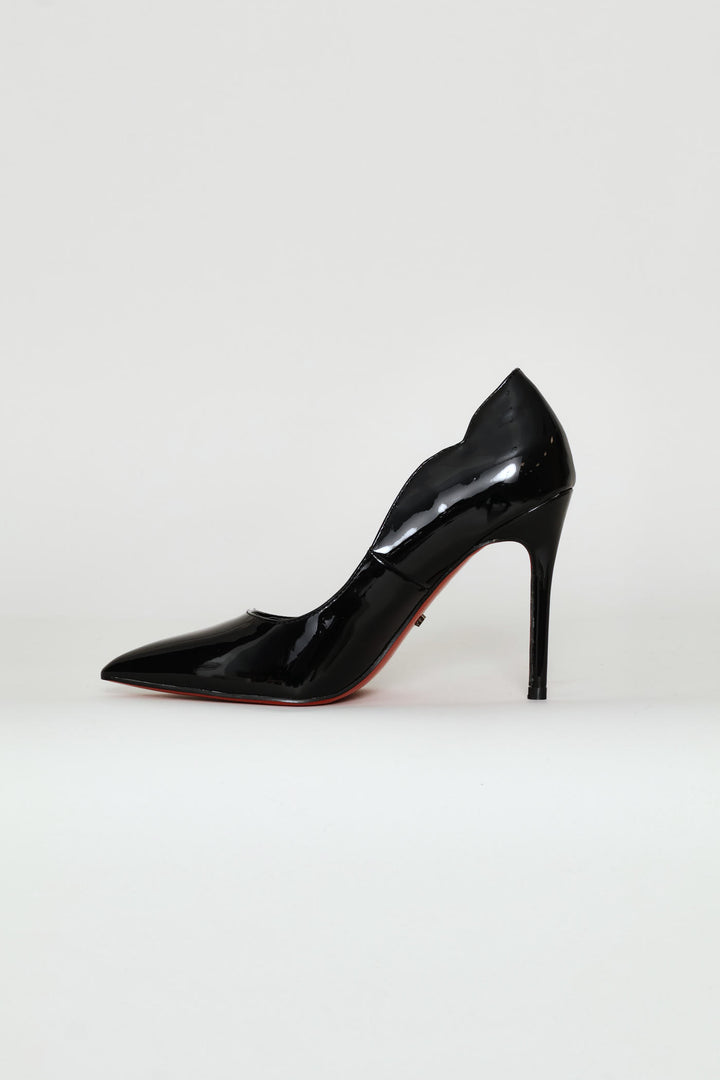 Lola 1 Scalloped Patent Stiletto - Black