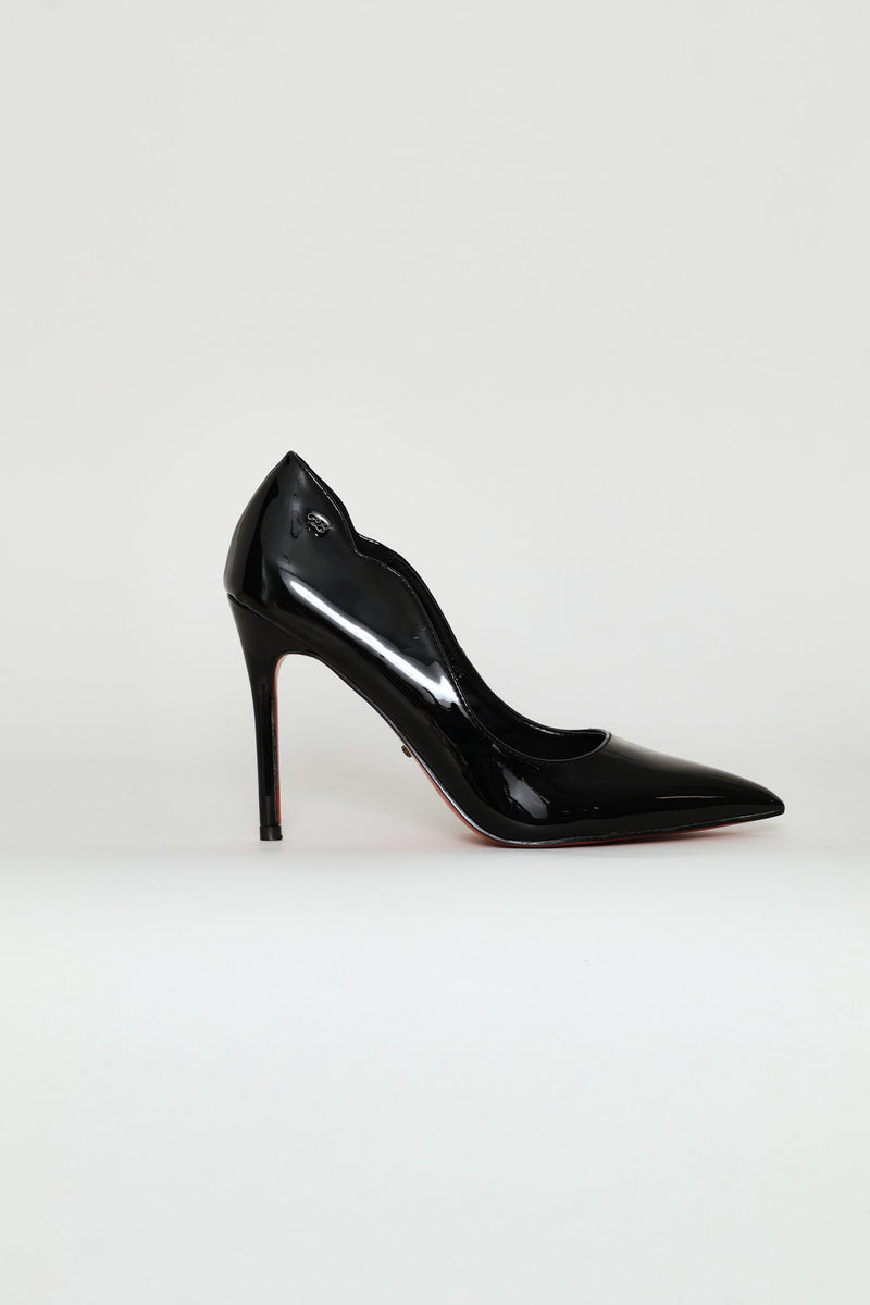 Lola 1 Scalloped Patent Stiletto - Black