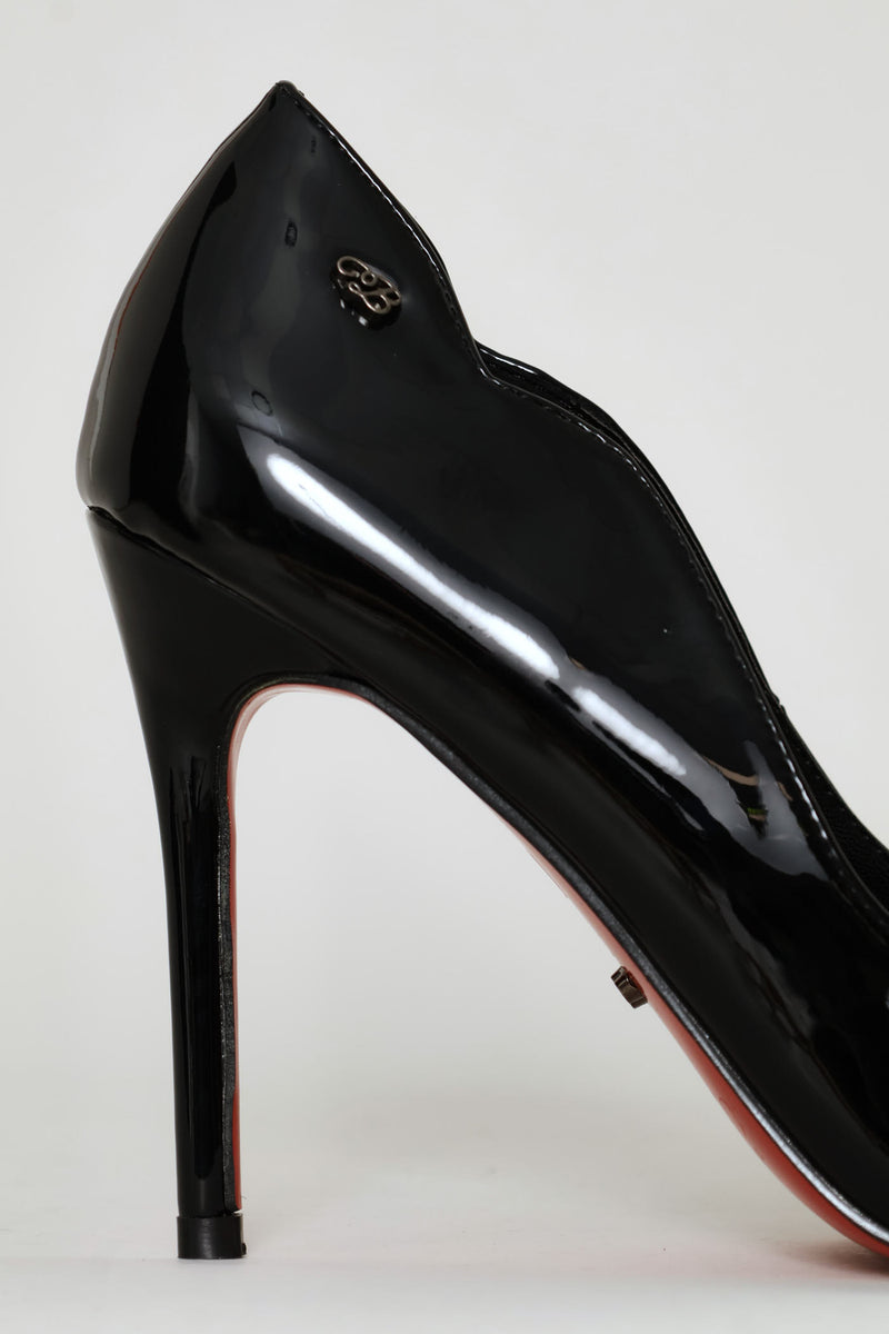Lola 1 Scalloped Patent Stiletto - Black