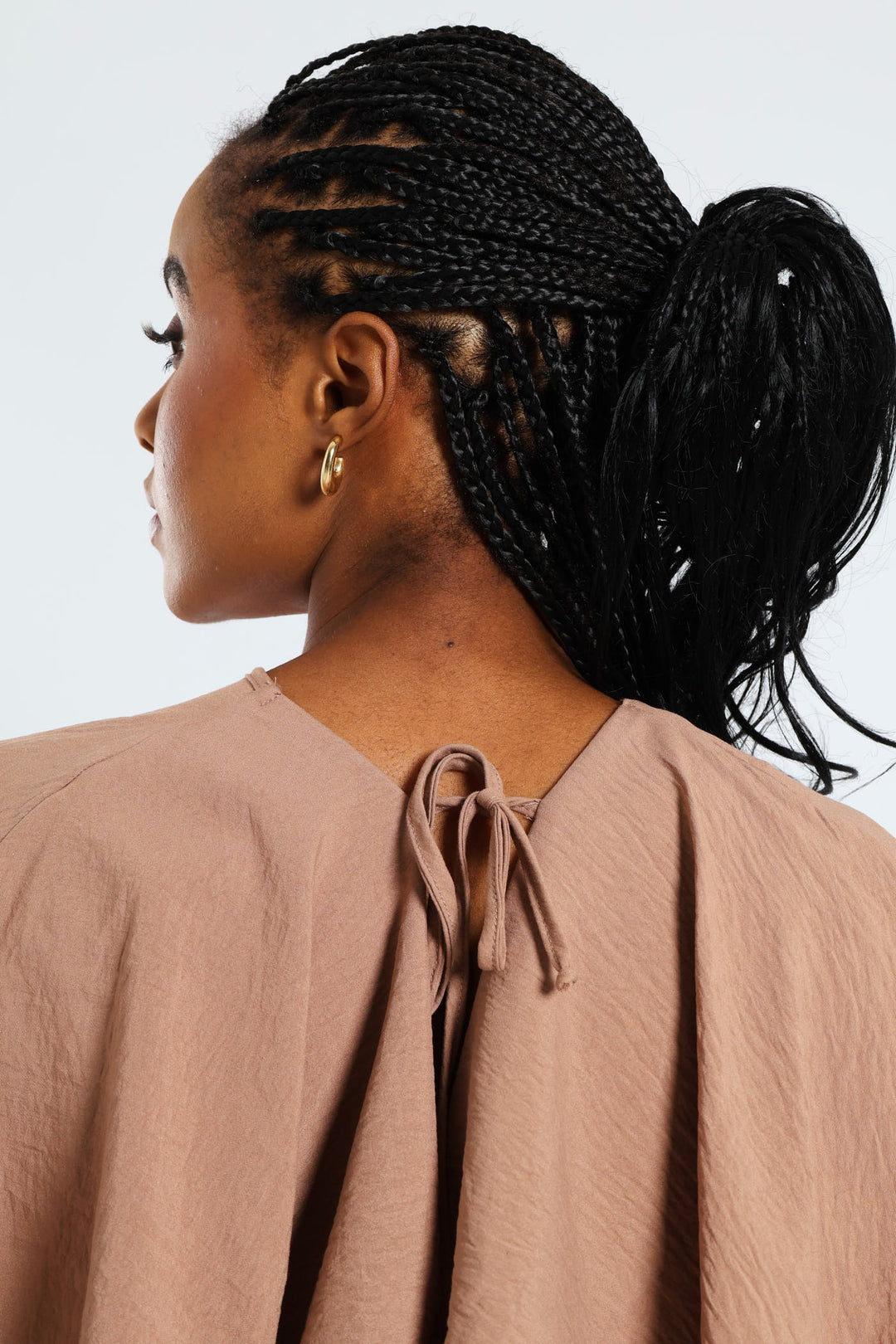 Tie-Back Frill Cape Swing Mini Dress - Taupe