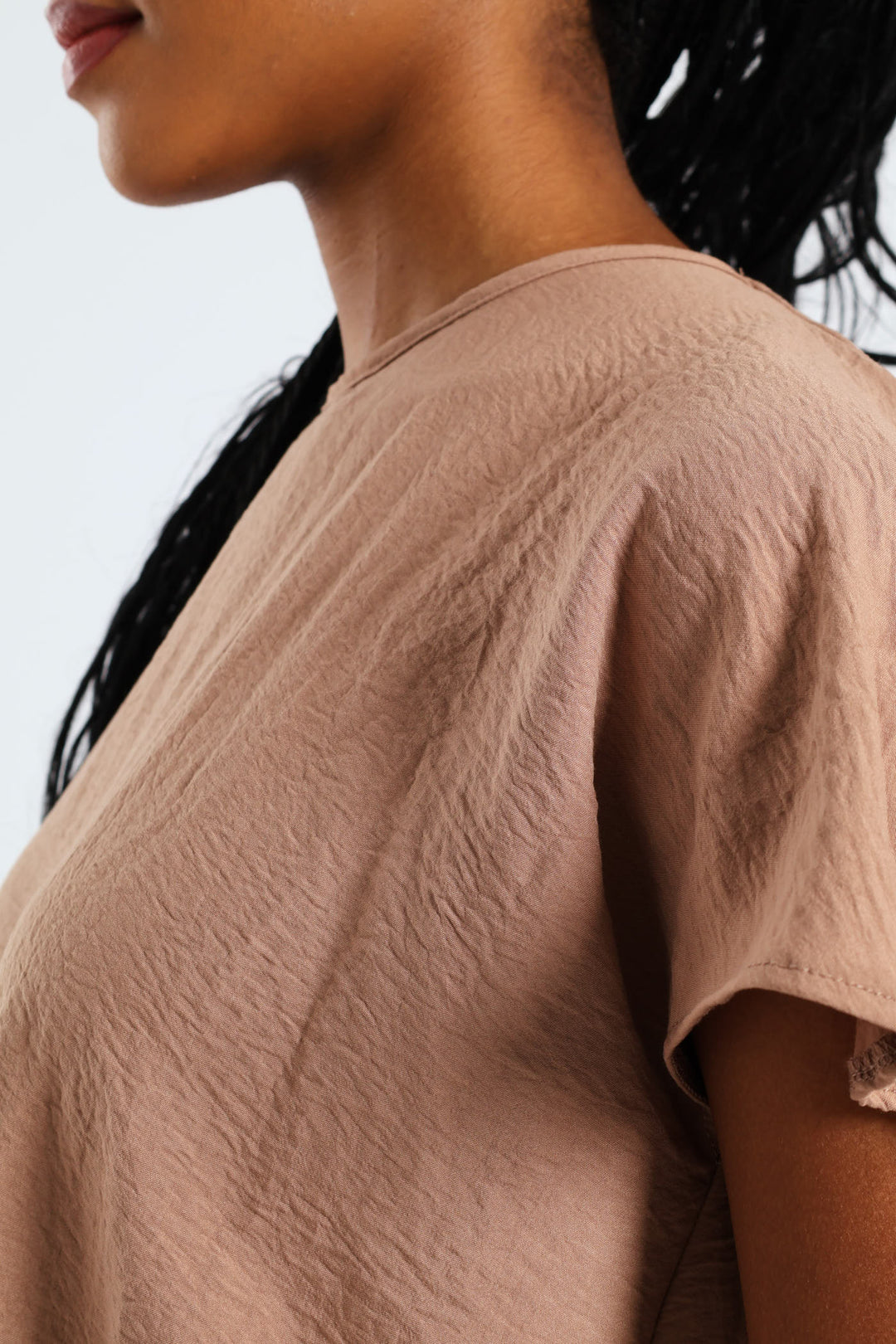 Tie-Back Frill Cape Swing Mini Dress - Taupe