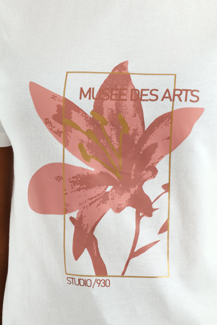 Rib Neck Boxy Lily Tee - White