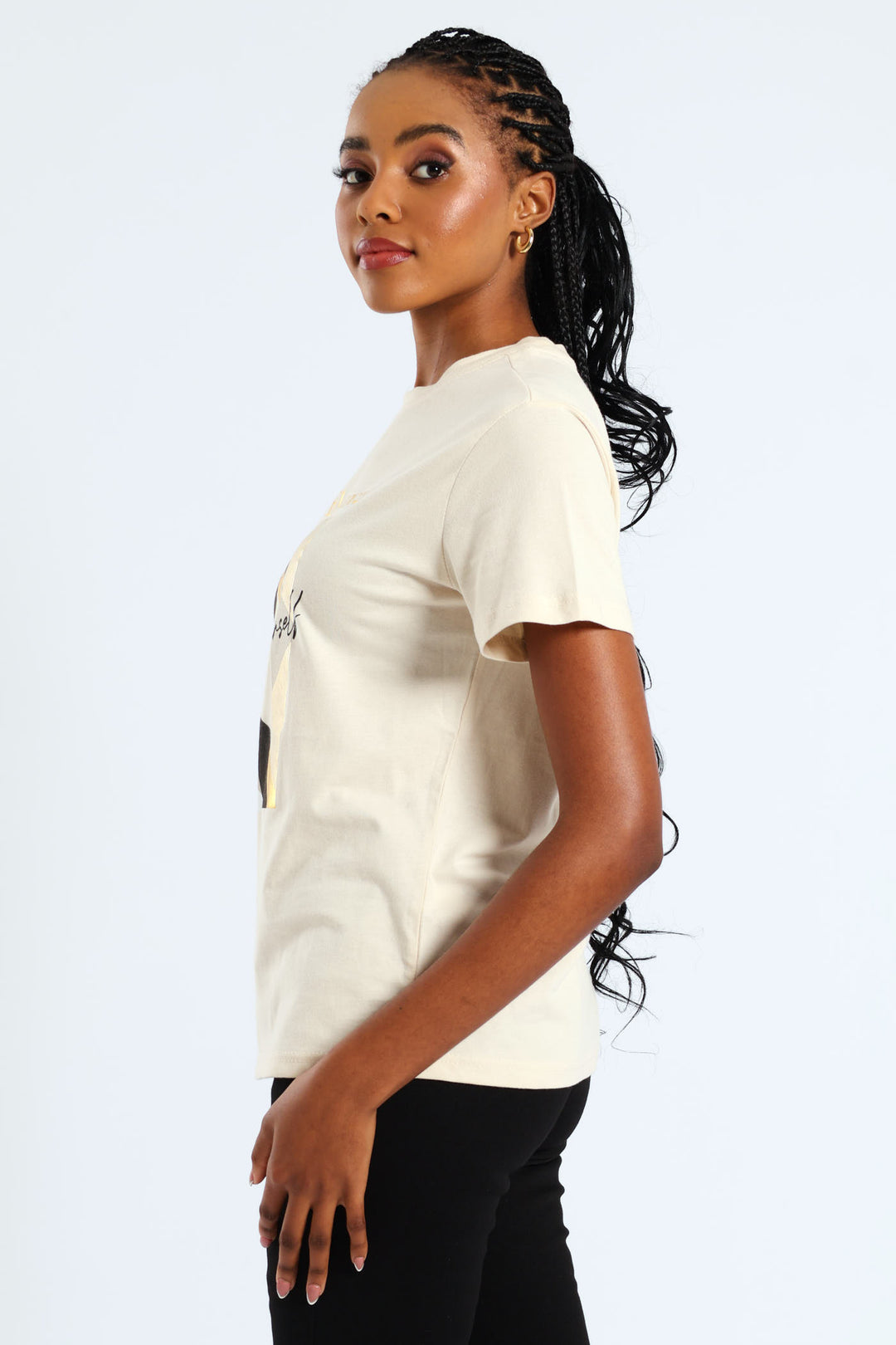 True Elegance Abstract Frame Foil Tee - Light Stone