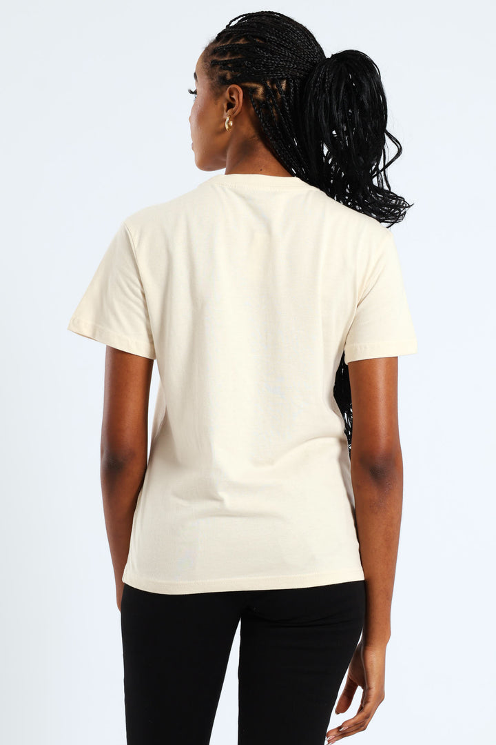 True Elegance Abstract Frame Foil Tee - Light Stone