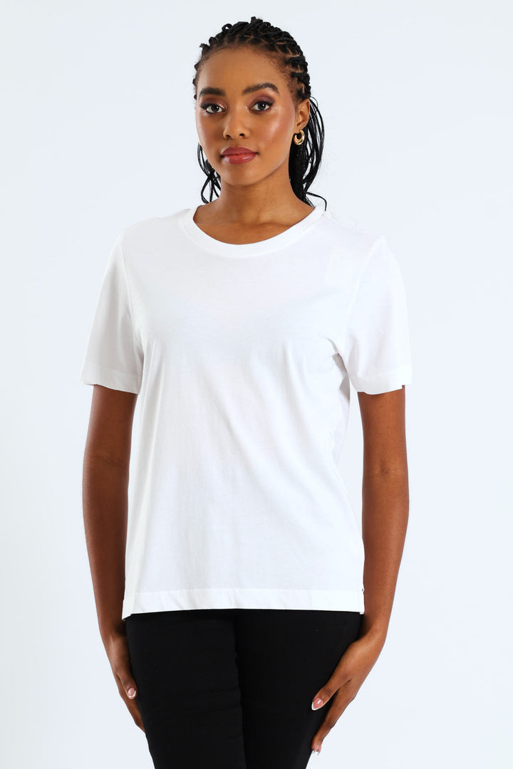 Short Sleeve Cotton Boxy Tee - White