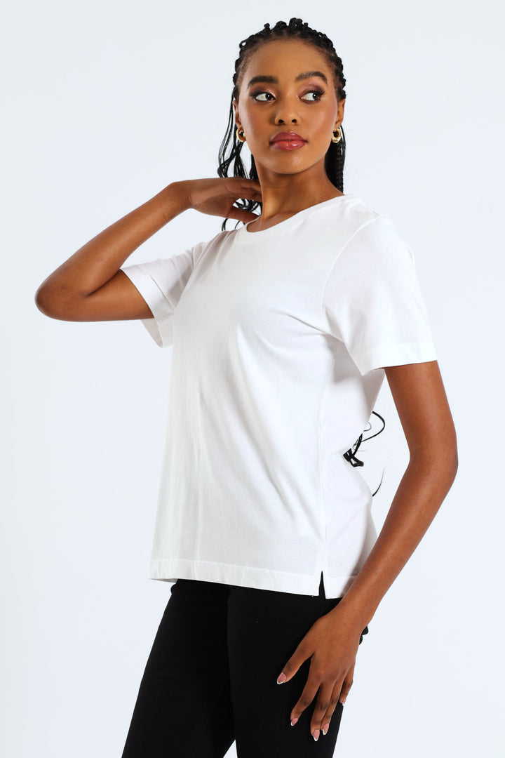 Short Sleeve Cotton Boxy Tee - White