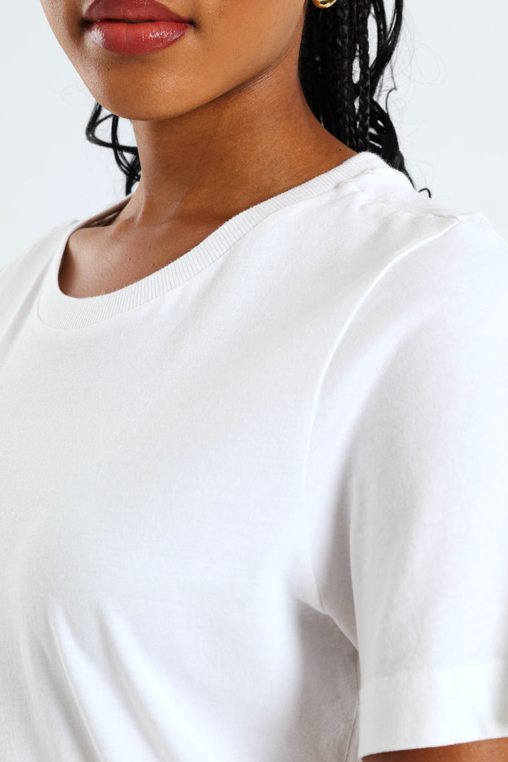 Short Sleeve Cotton Boxy Tee - White
