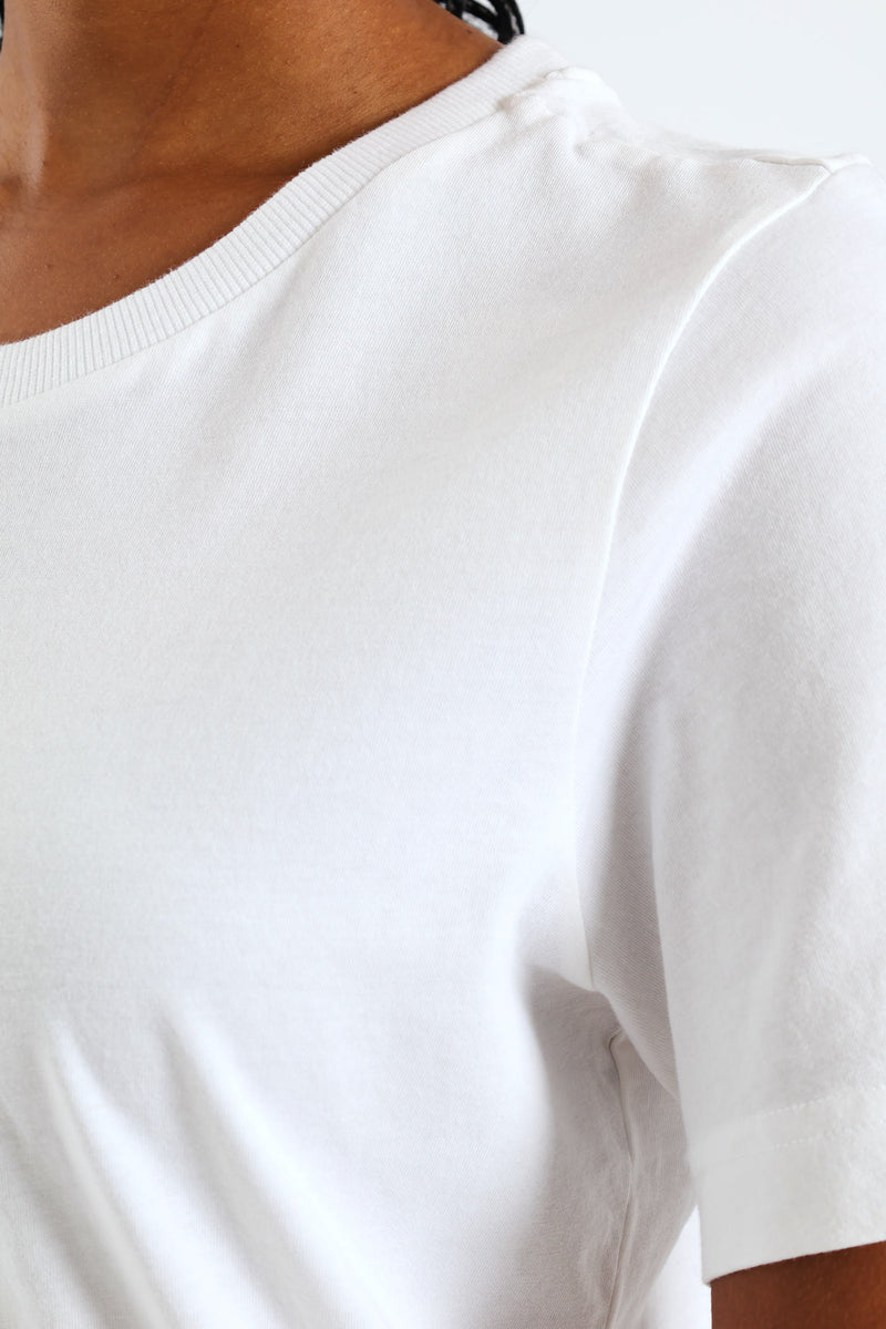 Short Sleeve Cotton Boxy Tee - White