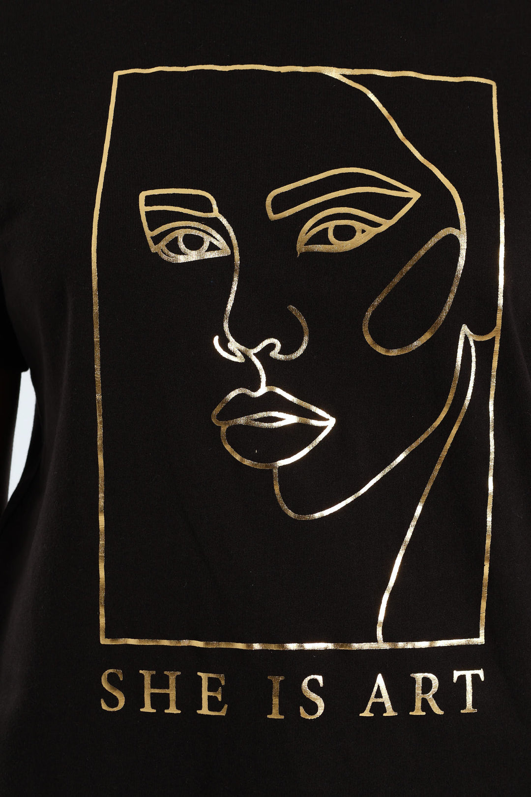 She Is Art Face Foil Tee - Black