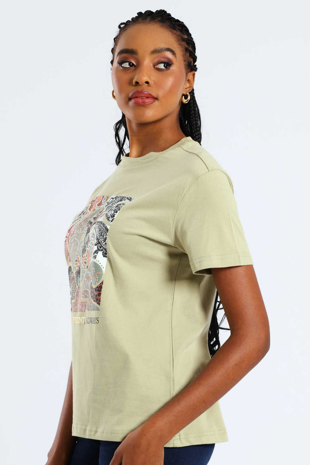 Stay Confident Paisley Frame Tee - Pistachio Green