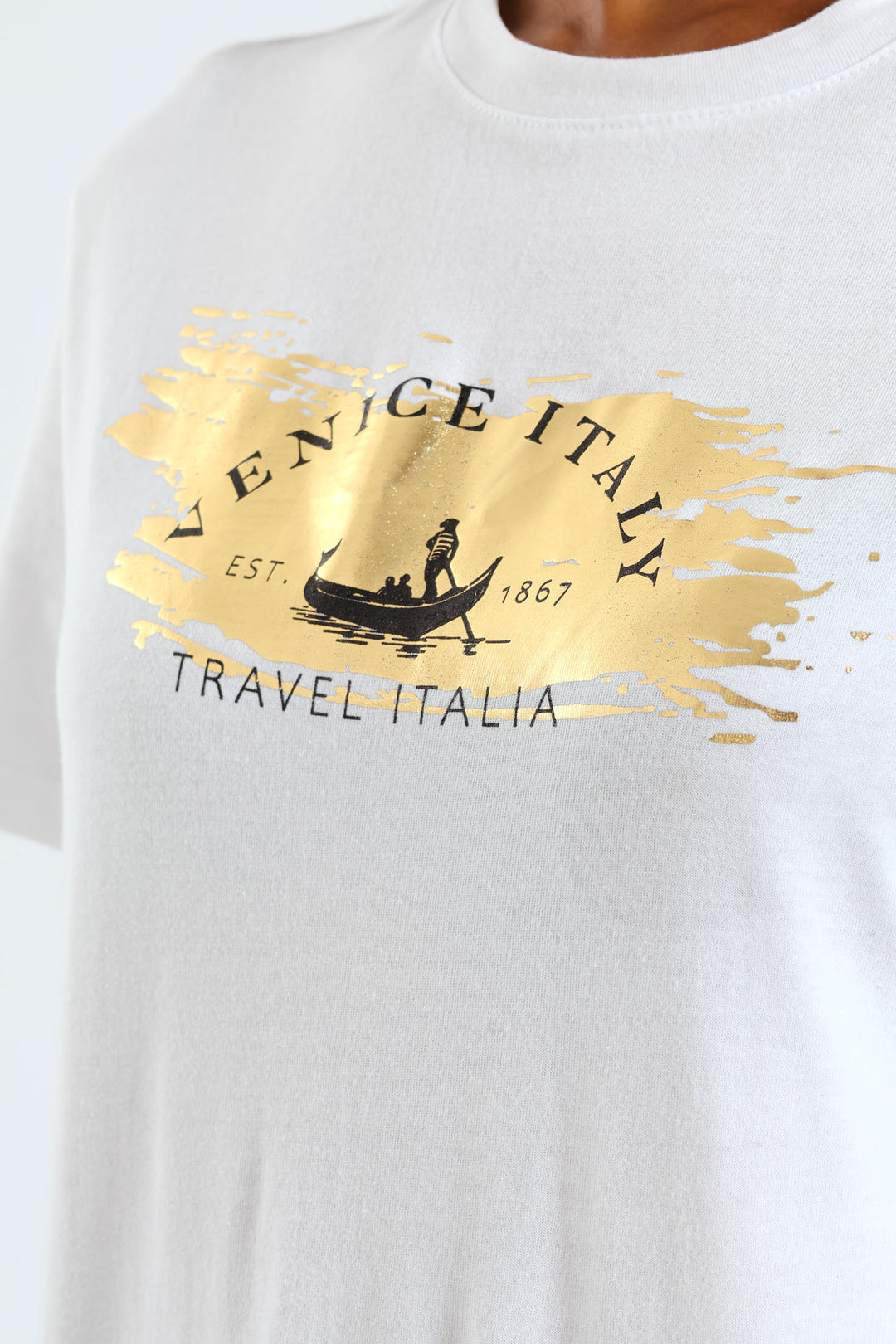 Venice Italy Boat Foil Tee - White