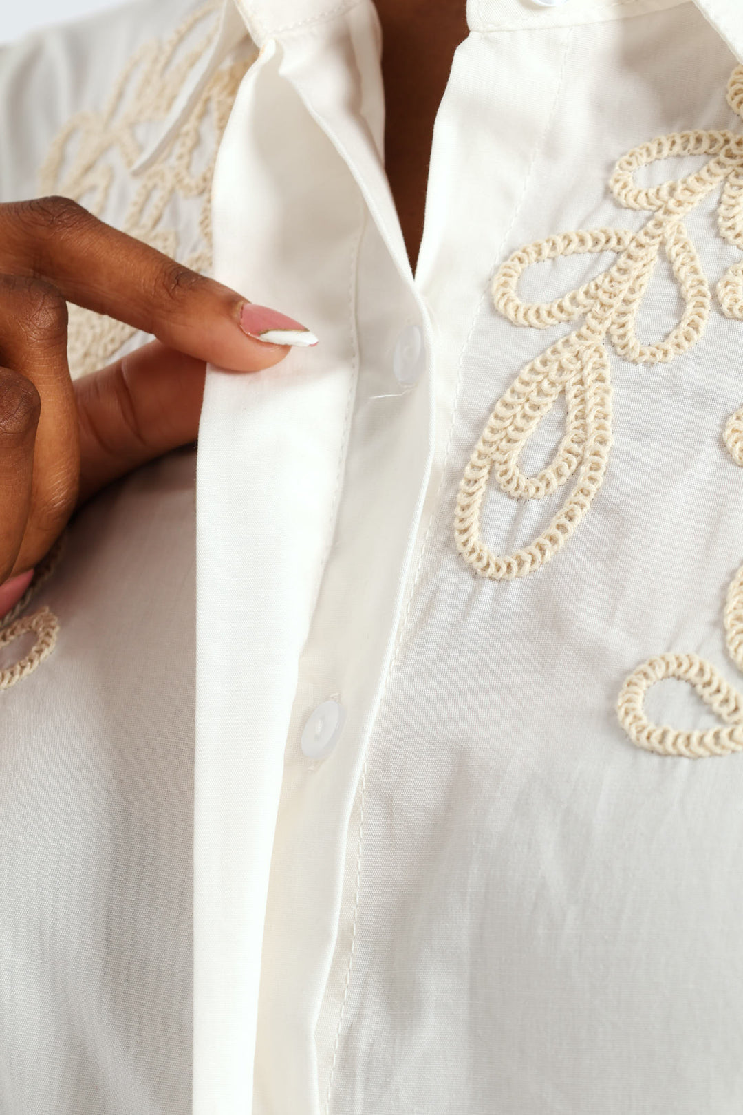 Puff Sleeve Cornelli Regular Shirt - White