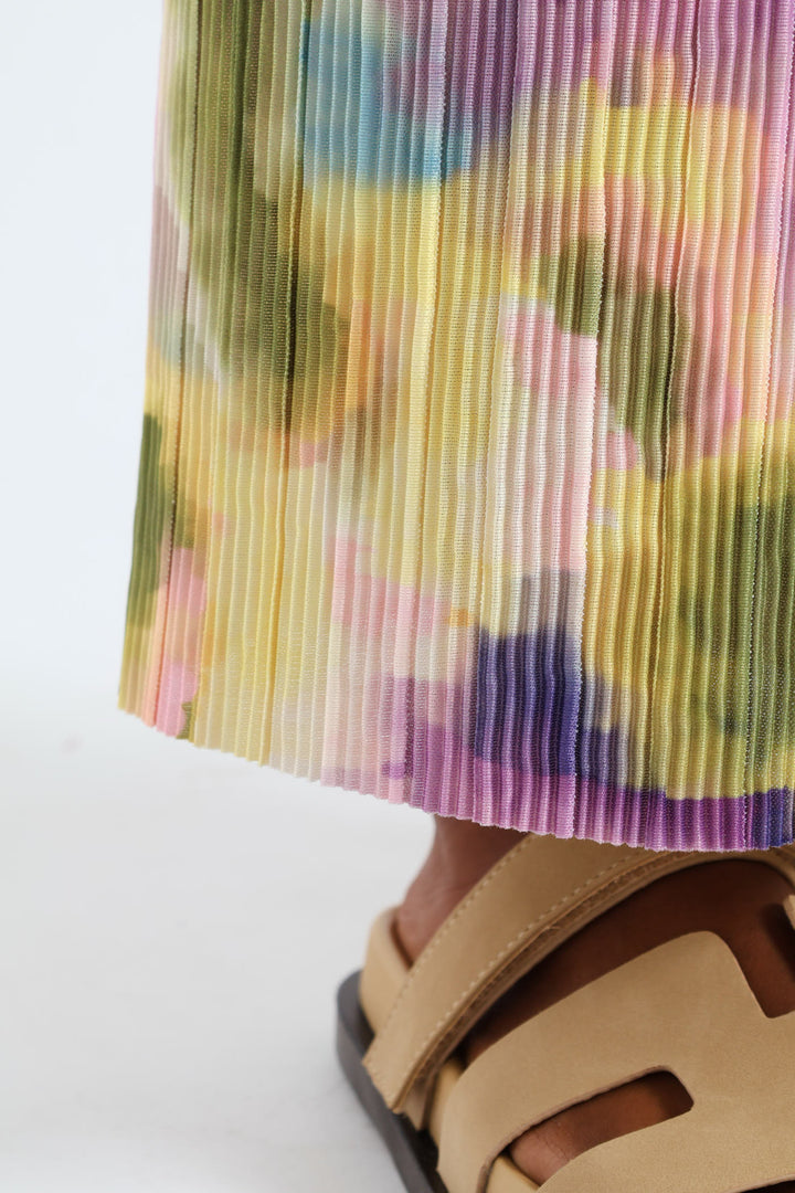 Pull-On Printed Plisse Wideleg Pants - Multi