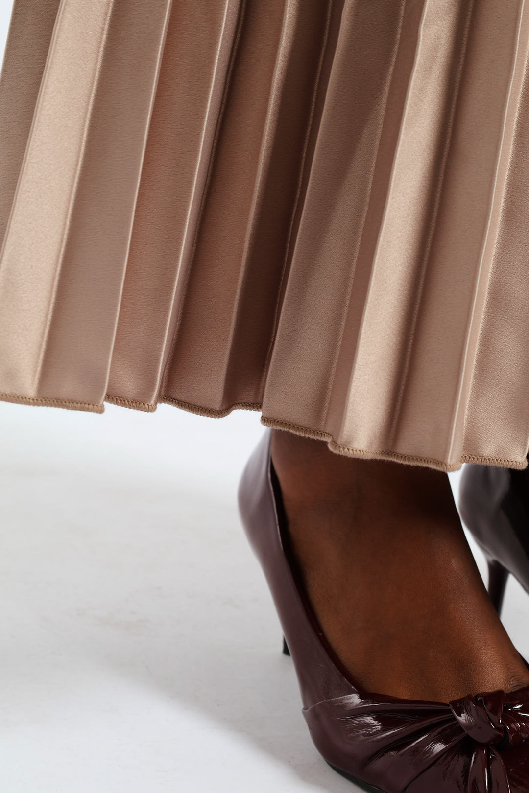 Pleated Satin Maxi Skirt - Champagne