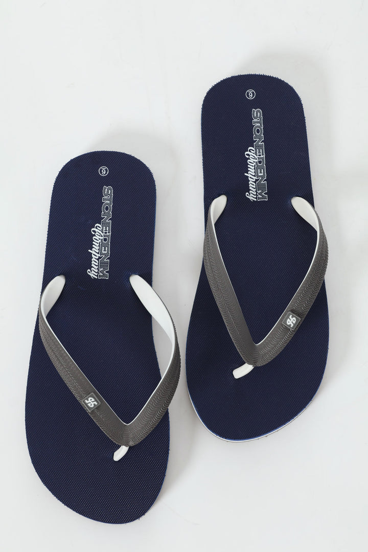 Basic Rubber Flip Flop - Navy/Grey