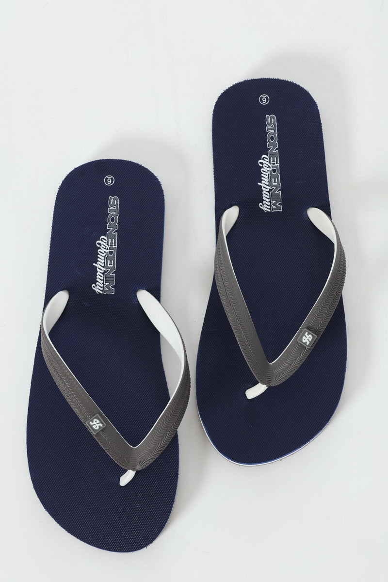 Basic Rubber Flip Flop - Navy/Grey
