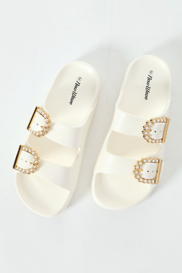 Girls Pearl Moulded Health Sandal - Stone