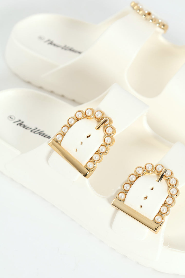 Girls Pearl Moulded Health Sandal - Stone