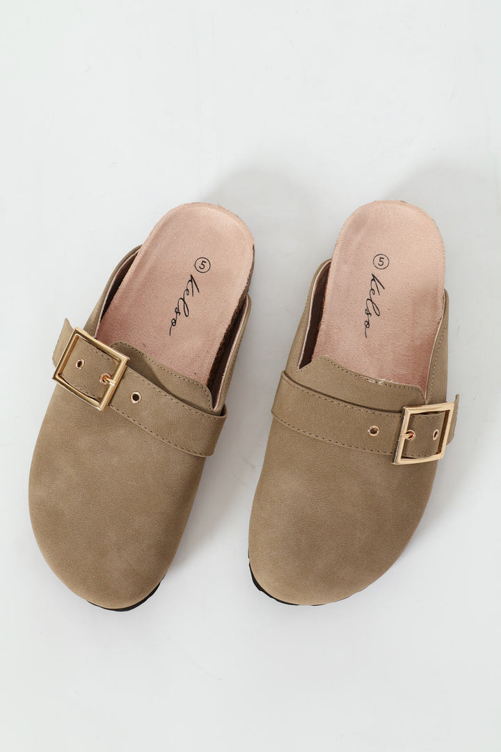 Buckled Strap Clog - Natural