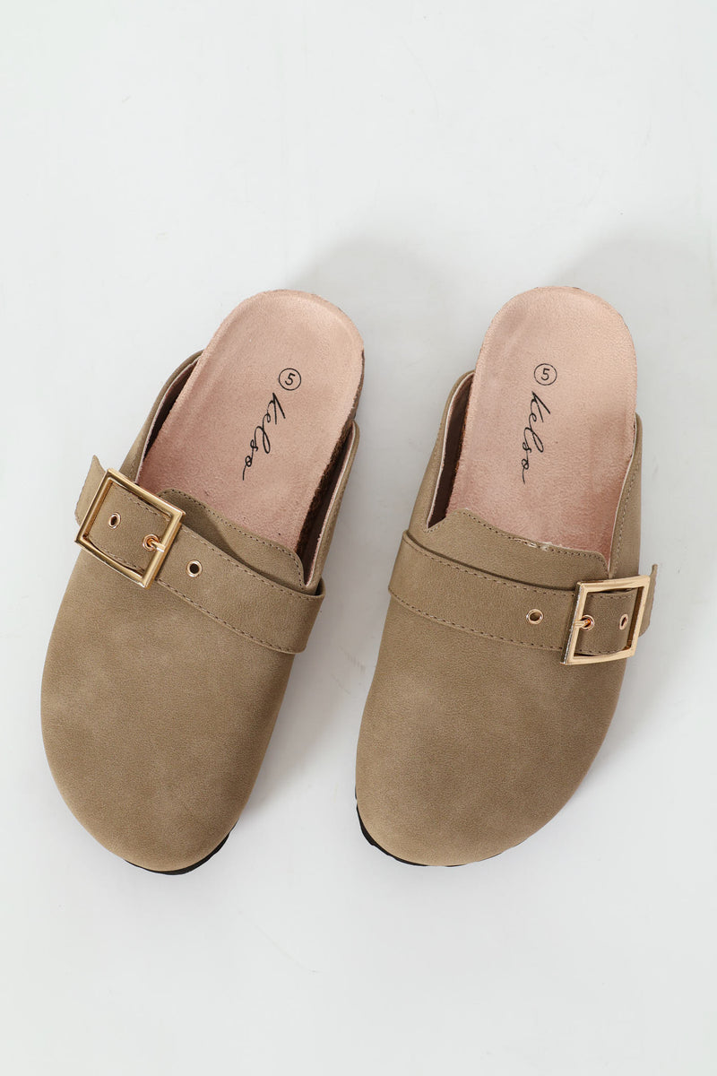 Buckled Strap Clog - Natural