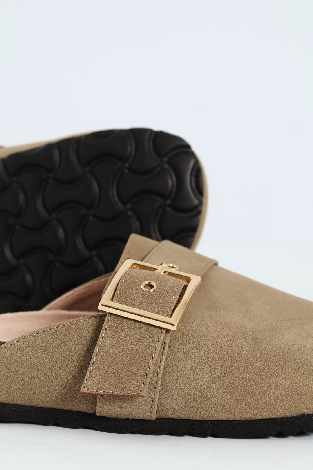 Buckled Strap Clog - Natural