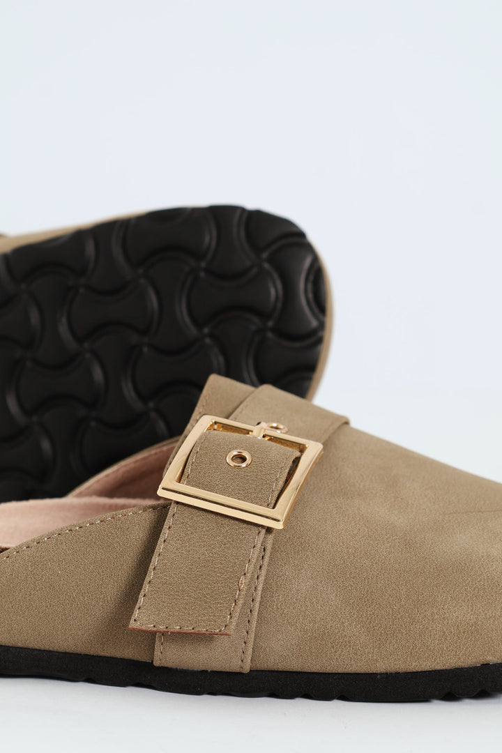 Buckled Strap Clog - Natural