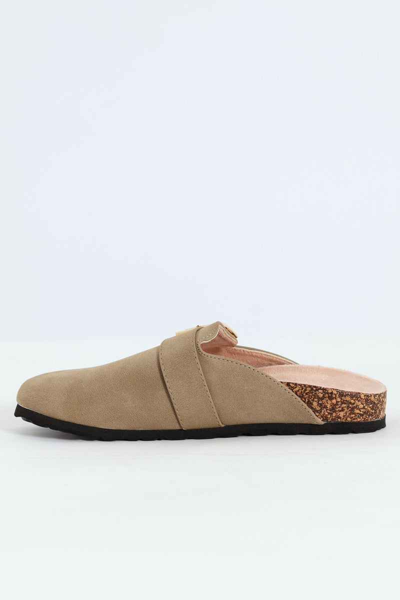Buckled Strap Clog - Natural