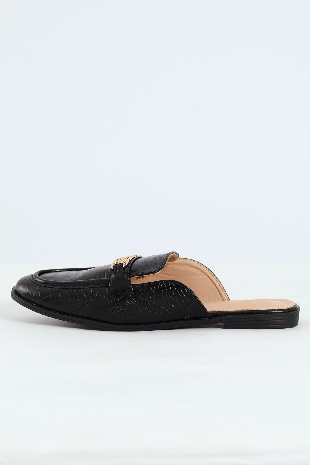 Metal Chain Push In Mule - Black