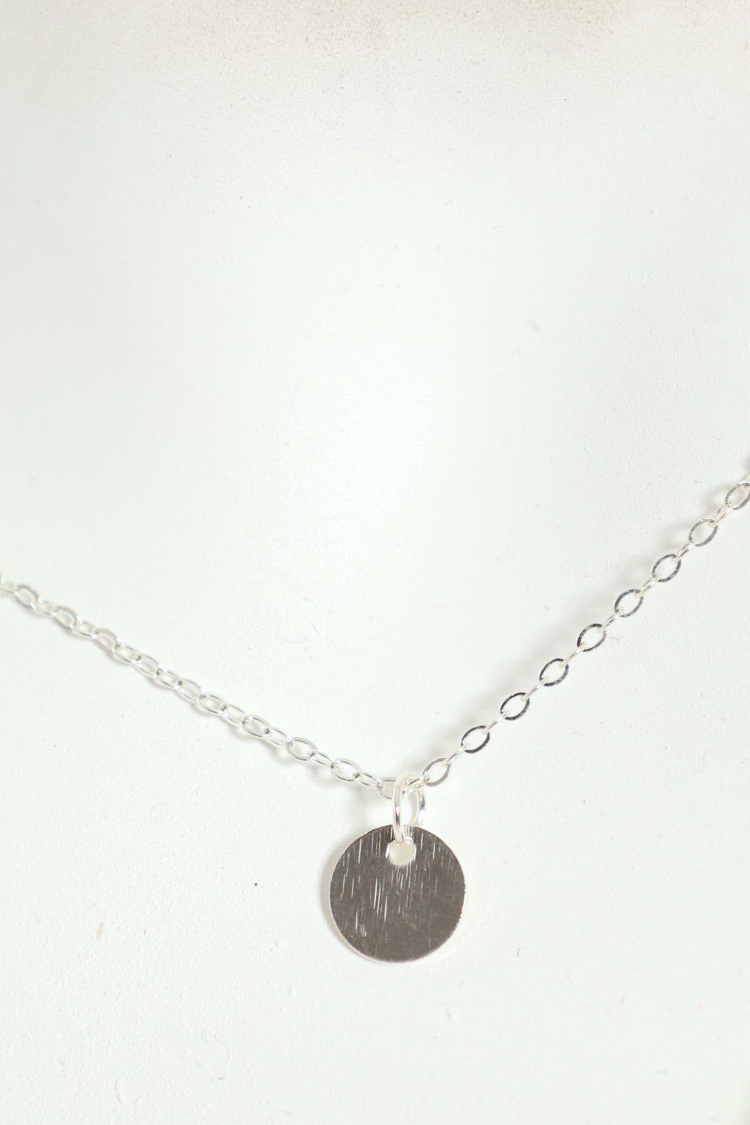 2 Layer Wavy & Disc Pendant Necklace - Silver