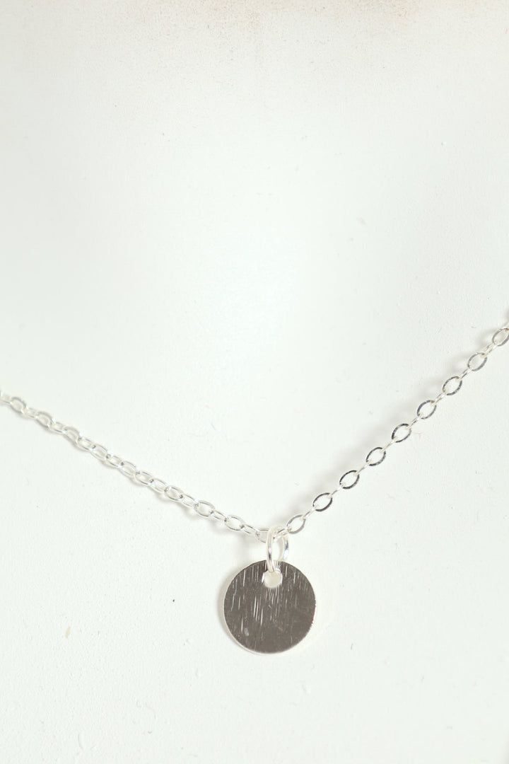 2 Layer Wavy & Disc Pendant Necklace - Silver