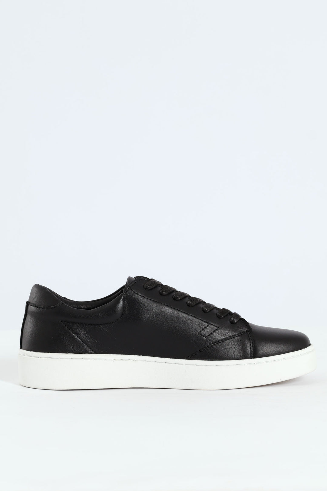Basic Leather Court Sneaker - Black