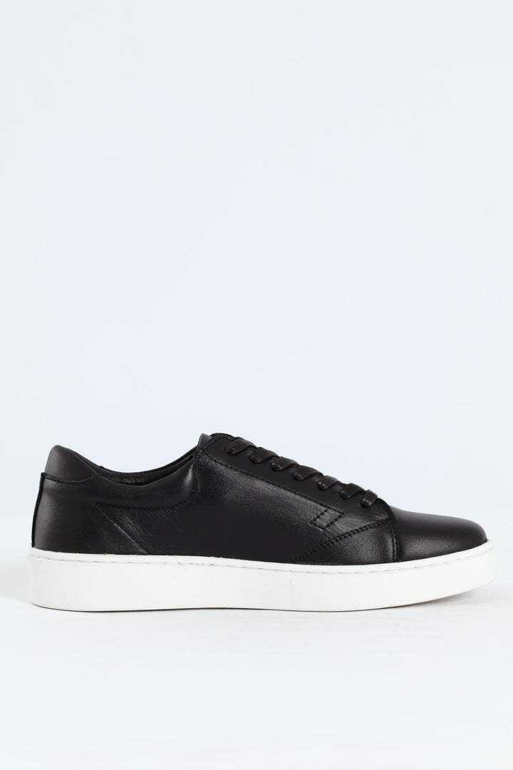 Basic Leather Court Sneaker - Black