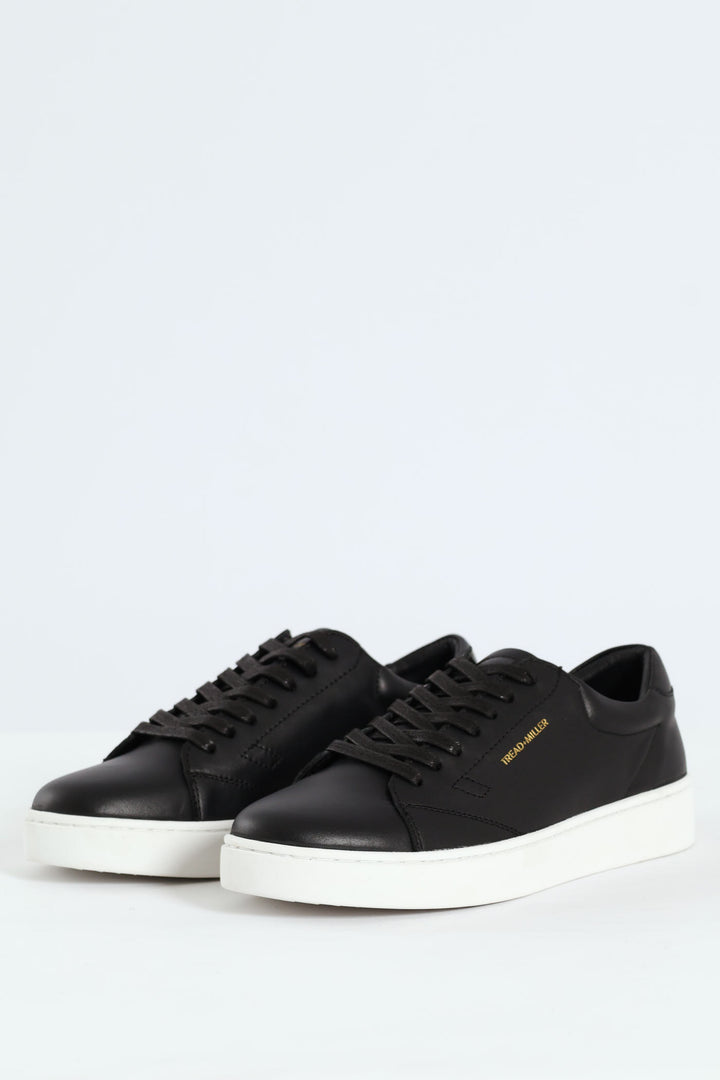 Basic Leather Court Sneaker - Black