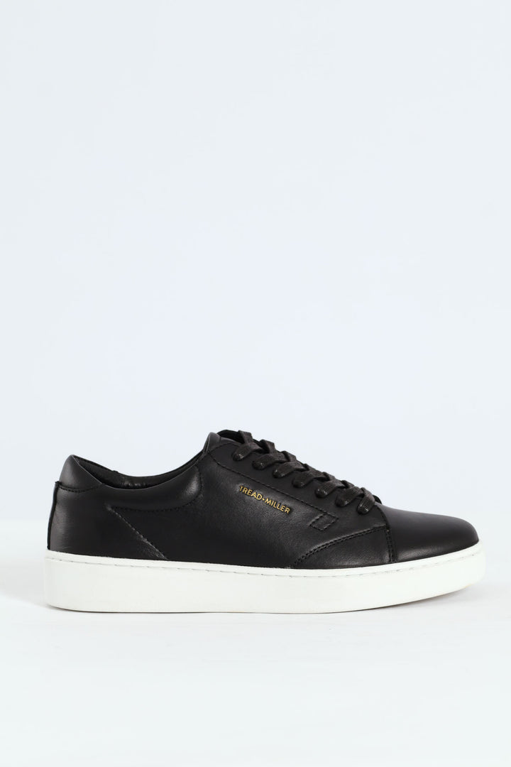 Basic Leather Court Sneaker - Black