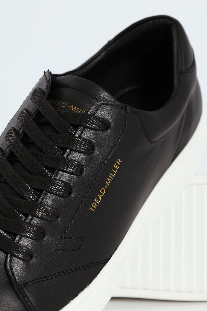 Basic Leather Court Sneaker - Black