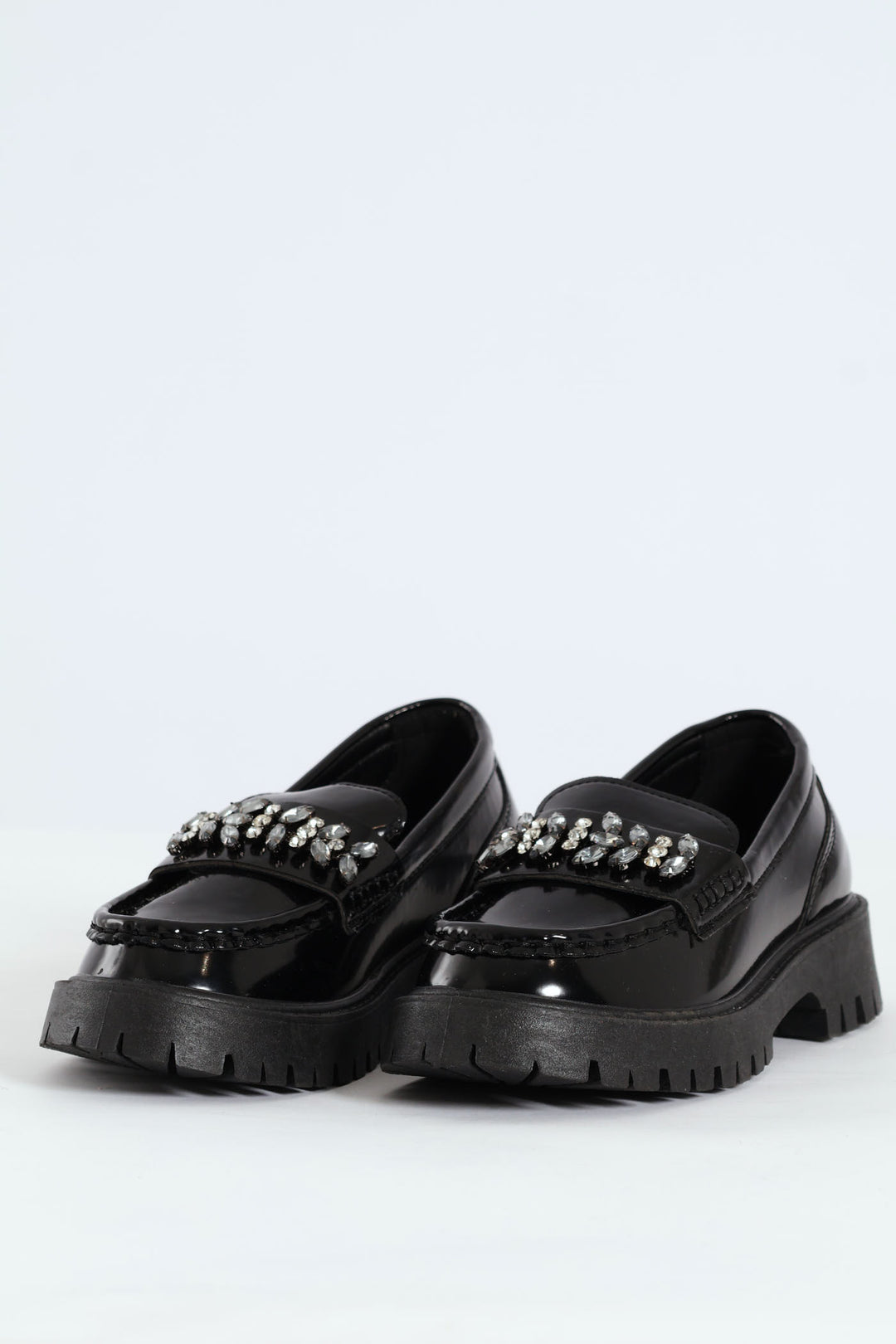Girls Jewel Trim Loafer - Black