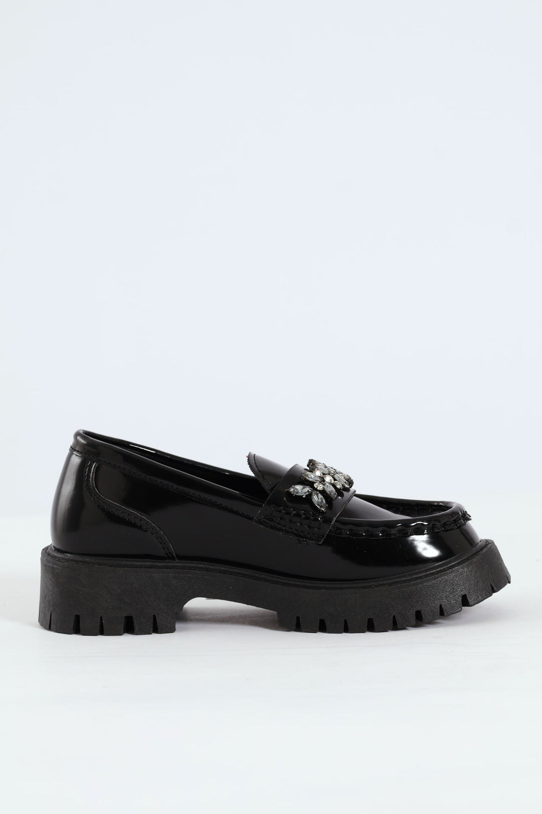 Girls Jewel Trim Loafer - Black