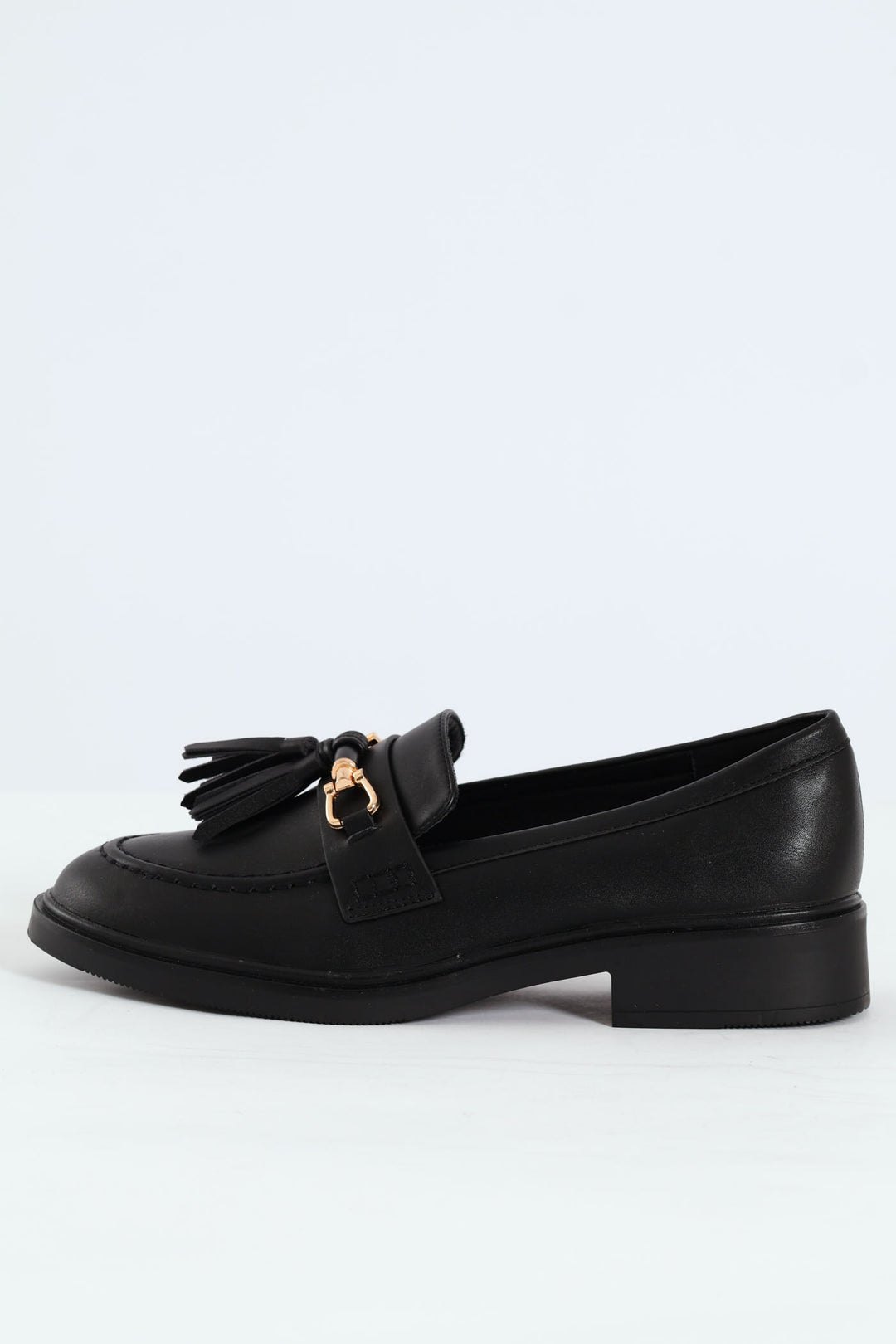 Metal Bar Tassle Smart Loafer - Black