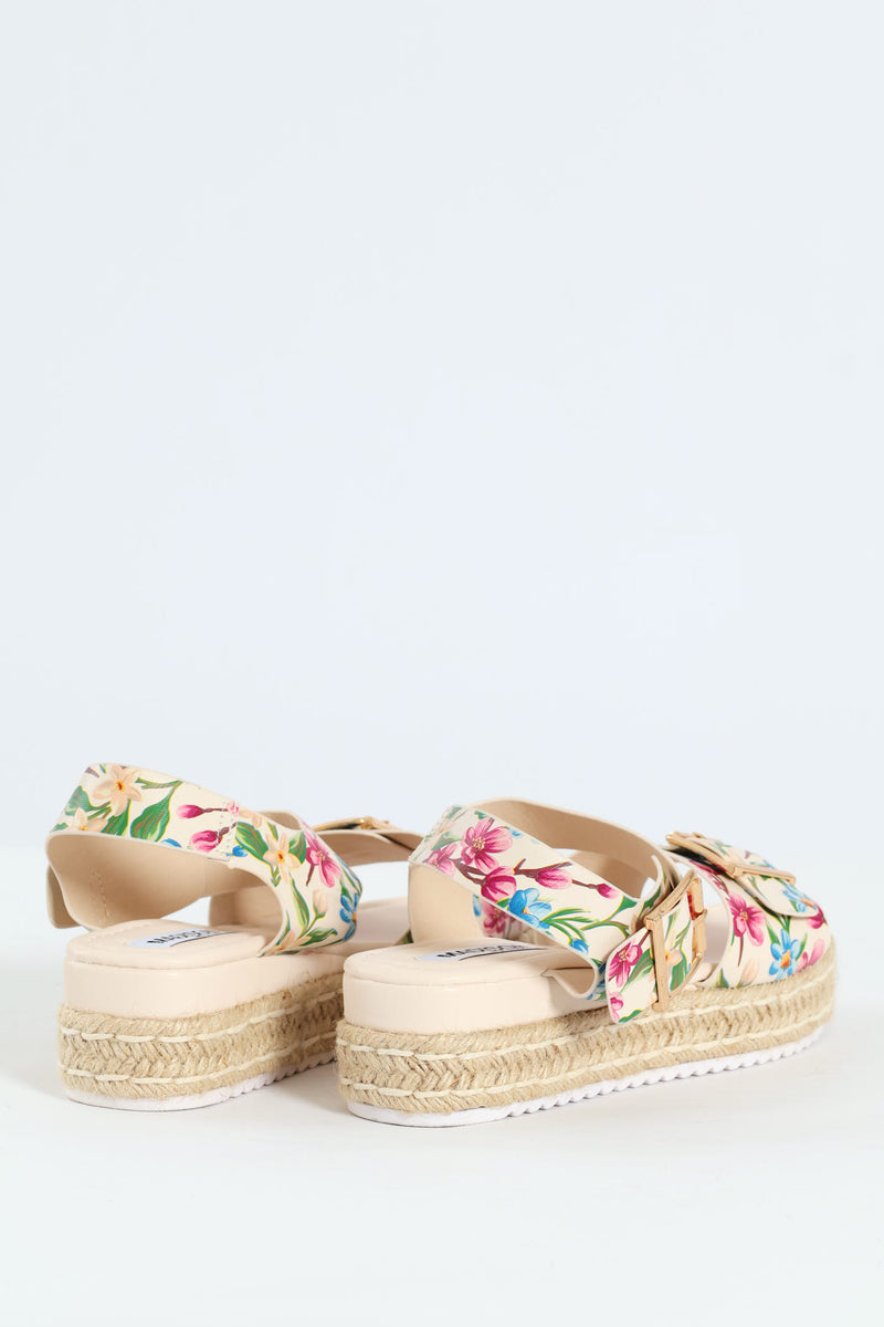 Floral Espadrille Platform Sandal - Multi