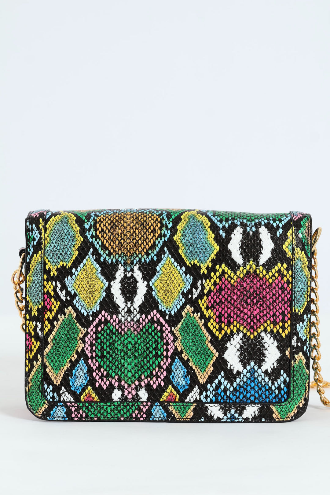 Animal Print Gold Clasp Satchel - Multi