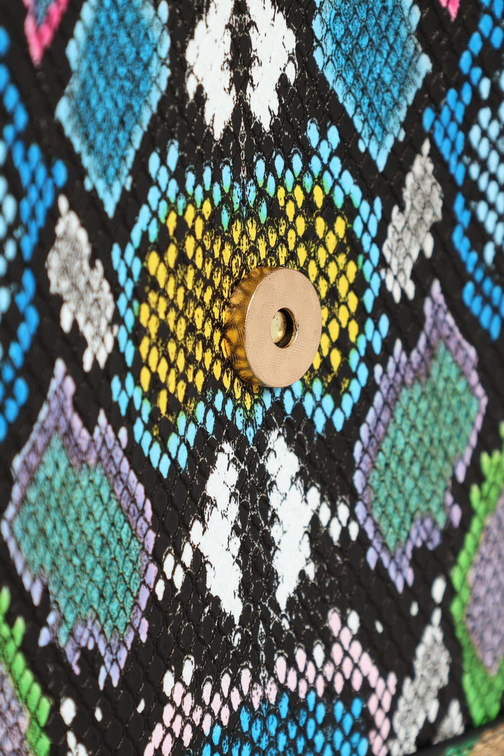 Animal Print Gold Clasp Satchel - Multi