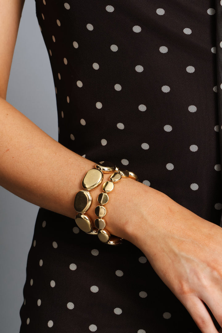 2 Pack Beaded Bracelets - Gold
