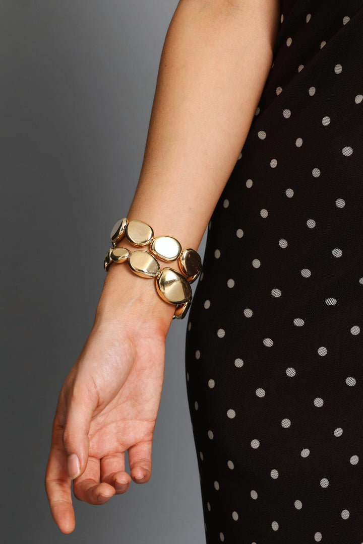 2 Pack Beaded Bracelets - Gold