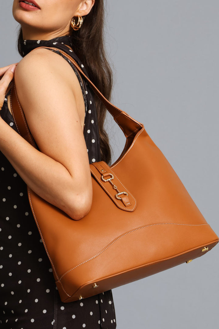 Snaffle Detail Shoulder Bag - Tan